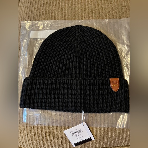 Coach Rib Knit Merino Wool Hat nwt - Picture 2 of 6